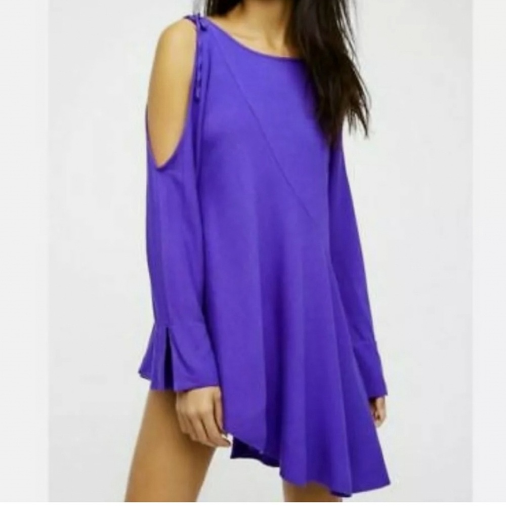 Free People Clear Skies Violet Asymmetrical Tunic Mini Dress Size M
